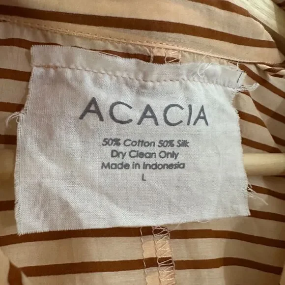 Acacia‎ Swimwear Womens Striped Button Down Silk Cotton Romper Coverup Large - Picture 4 of 8